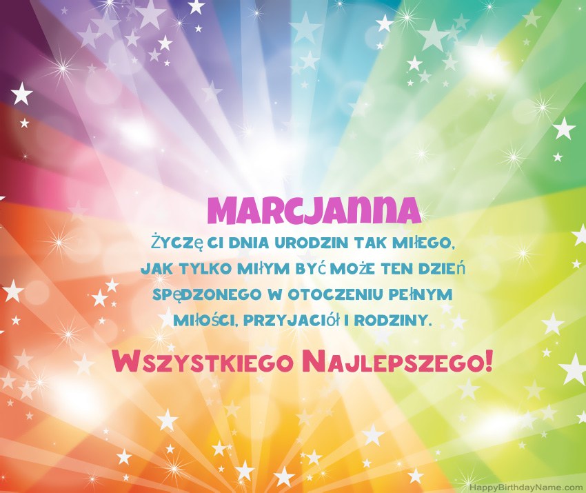 Hermosas tarjetas de feliz cumpleaños para Marcjanna