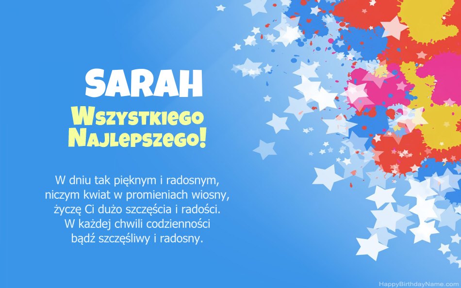 Felicitaciones por el cumpleaños de Sarah