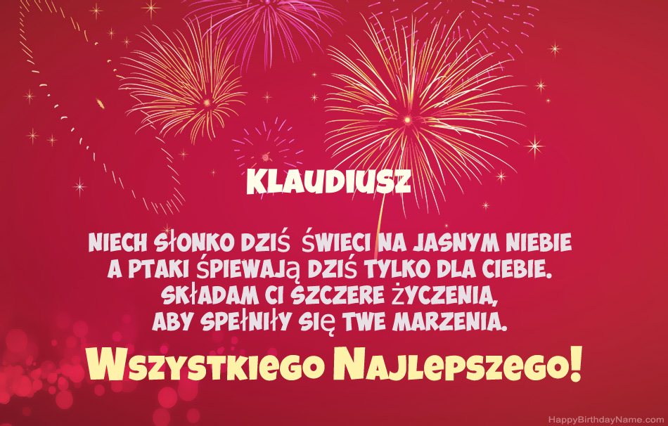 Feliz cumpleaños Klaudiusz, hermosos poemas