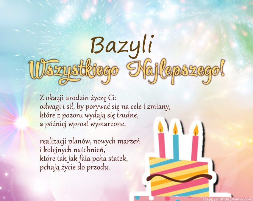Feliz cumpleaños Bazyli en verso