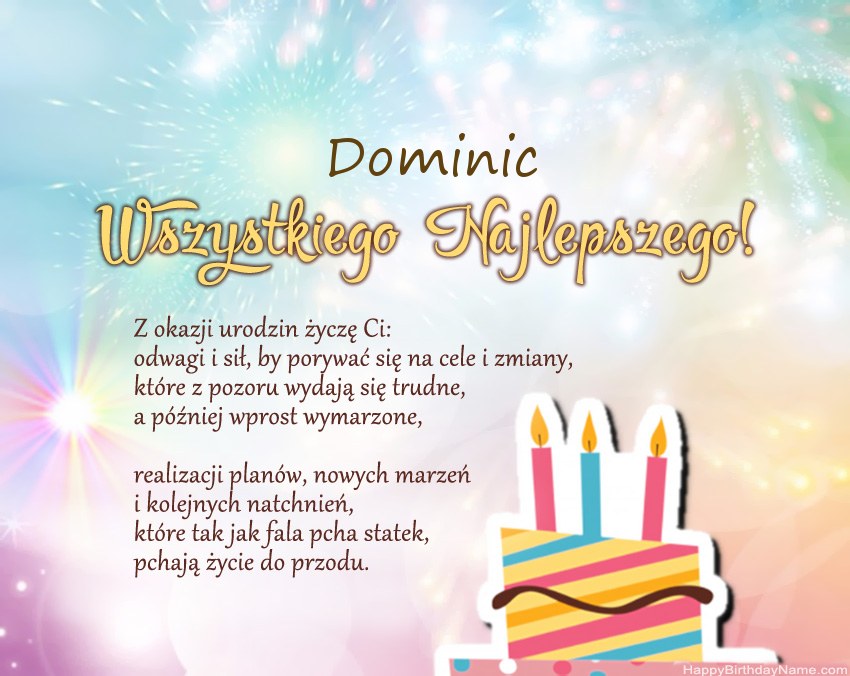 Feliz cumpleaños Dominic en verso