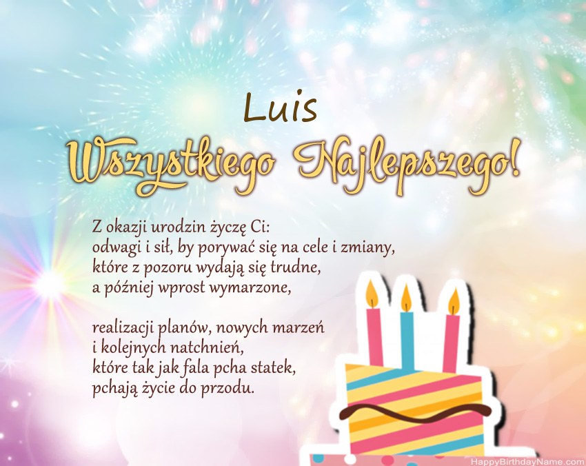 Feliz cumpleaños Luis en verso