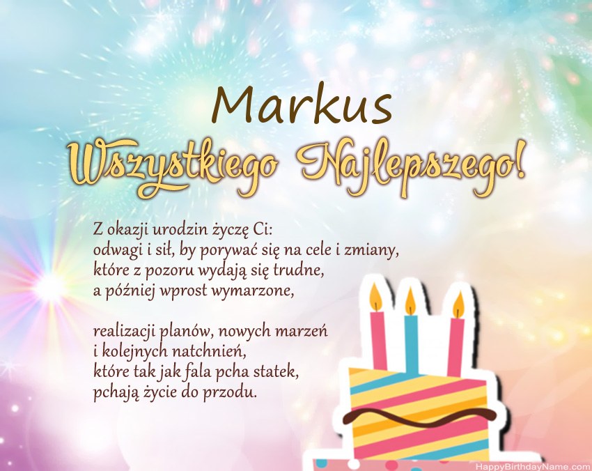 Feliz cumpleaños Markus en verso