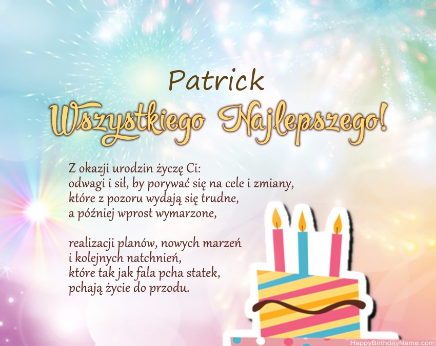 Feliz cumpleaños Patrick en verso