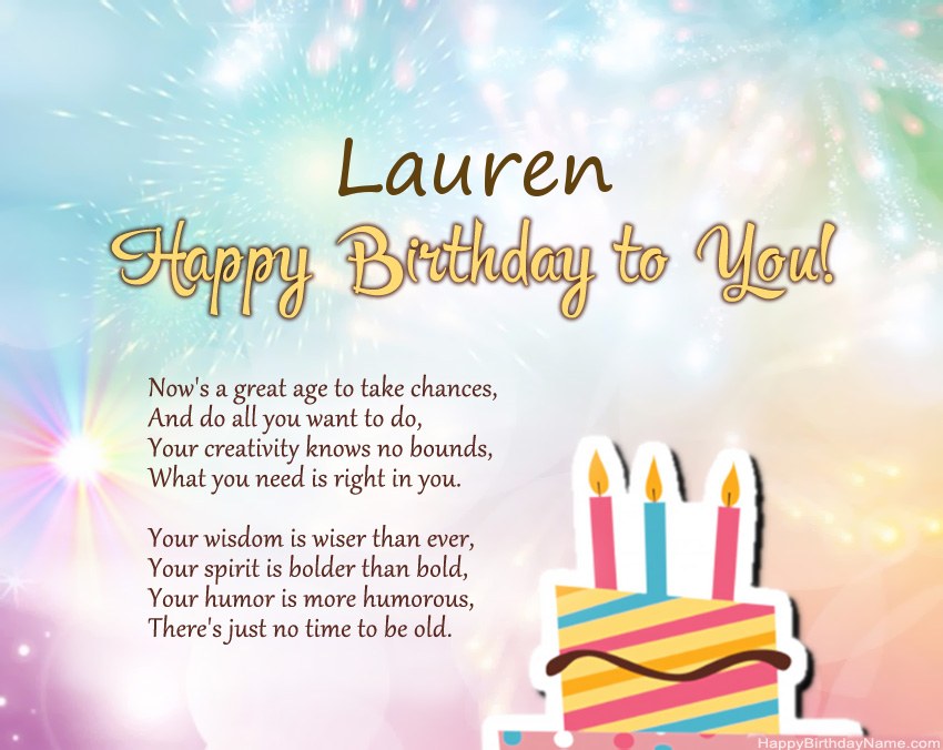 Happy Birthday Lauren in verse