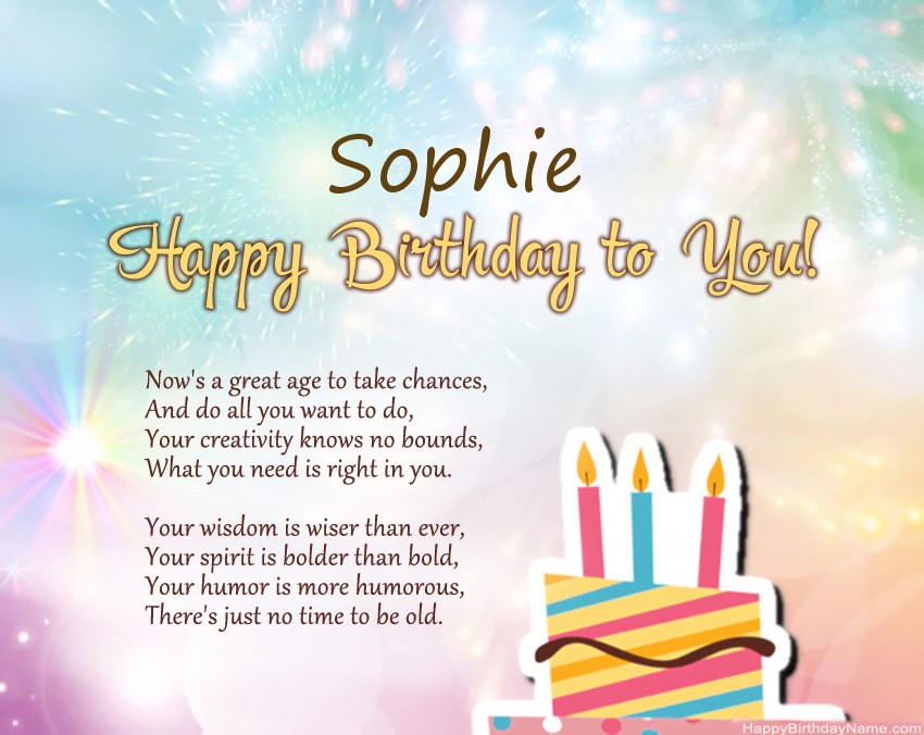 Happy Birthday Sophie in verse.