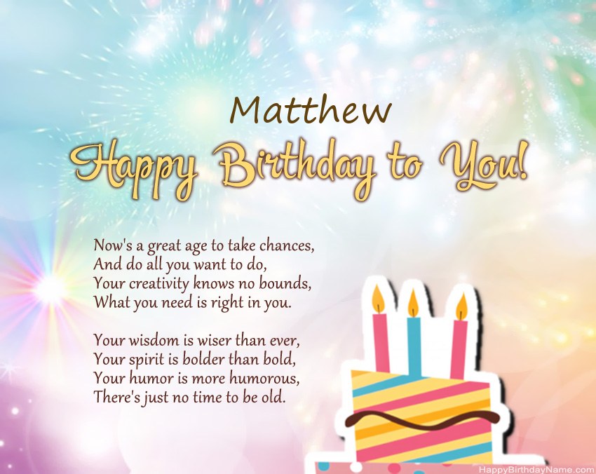 Happy Birthday Matthew in verse