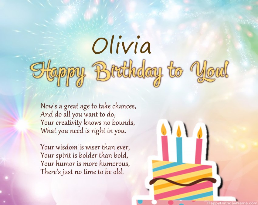 Happy Birthday Olivia in verse