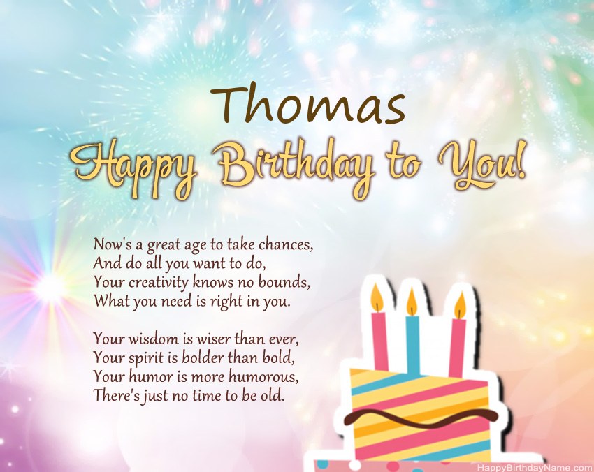 Happy Birthday Thomas in verse