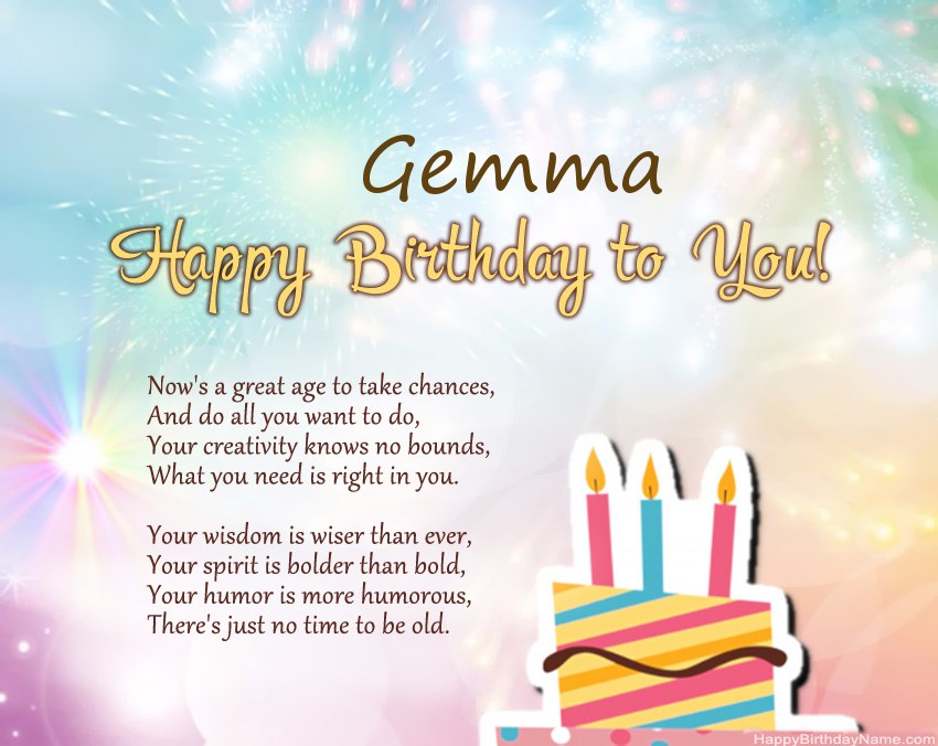 Happy Birthday Gemma in verse