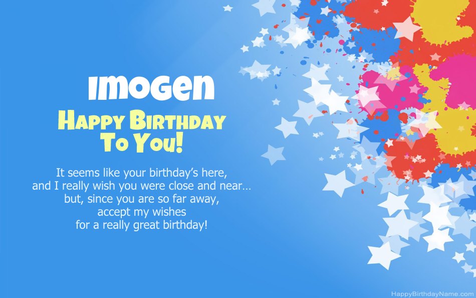 Congratulations on the birthday of Imogen
