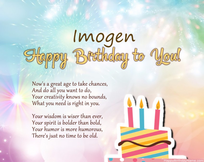 Happy Birthday Imogen in verse
