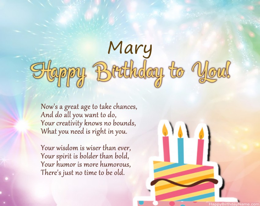 Happy Birthday Mary in verse