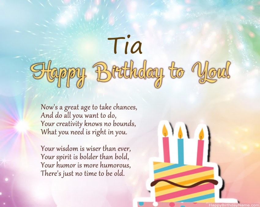 Happy Birthday Tia in verse