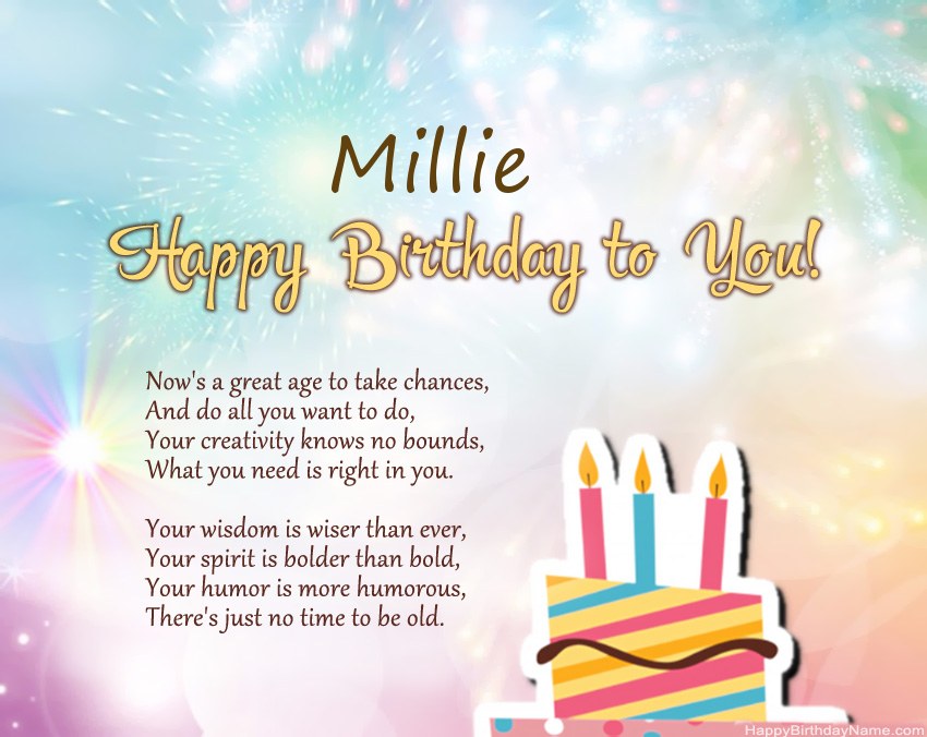 Happy Birthday Millie in verse