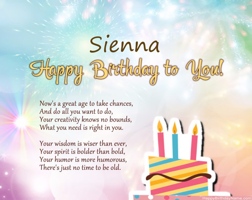 Happy Birthday Sienna in verse