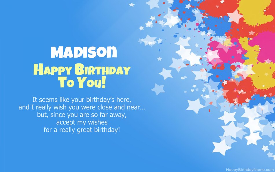Congratulations on the birthday of Madison