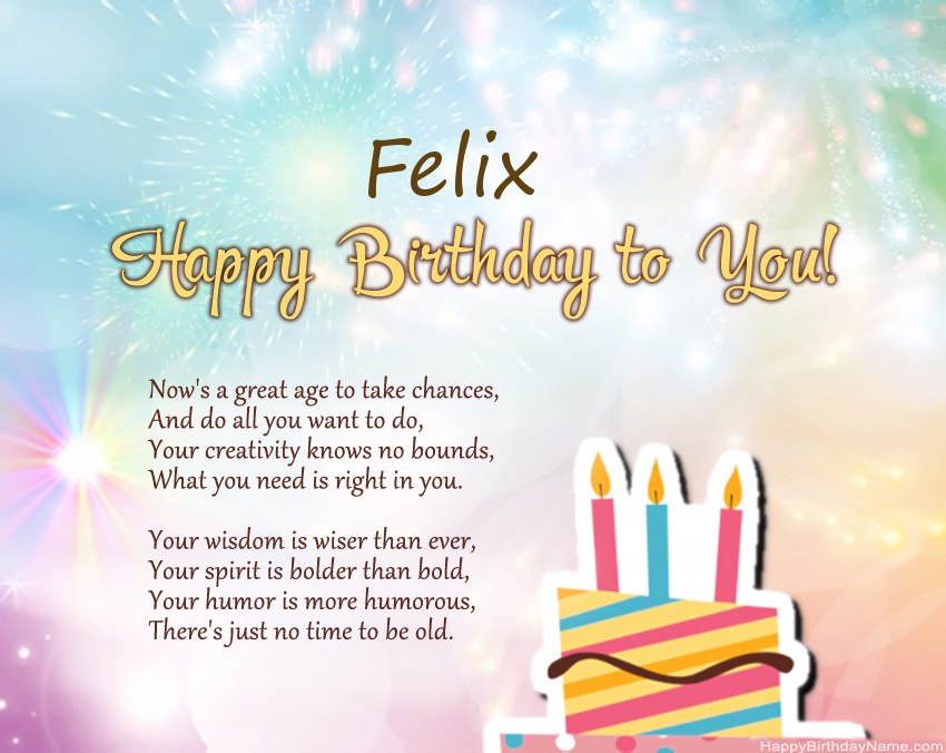 Happy Birthday Felix in verse