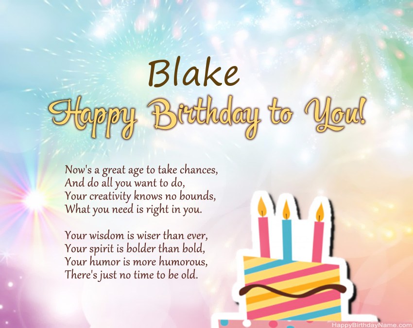 Happy Birthday Blake in verse Happy Birthday Blake in verse