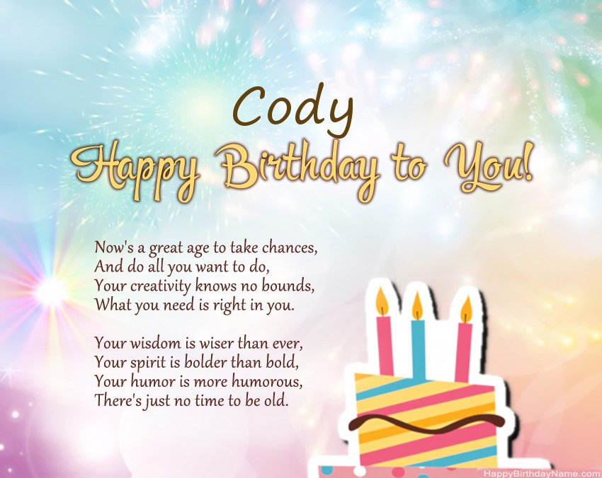 Happy Birthday Cody in verse Happy Birthday Cody in verse