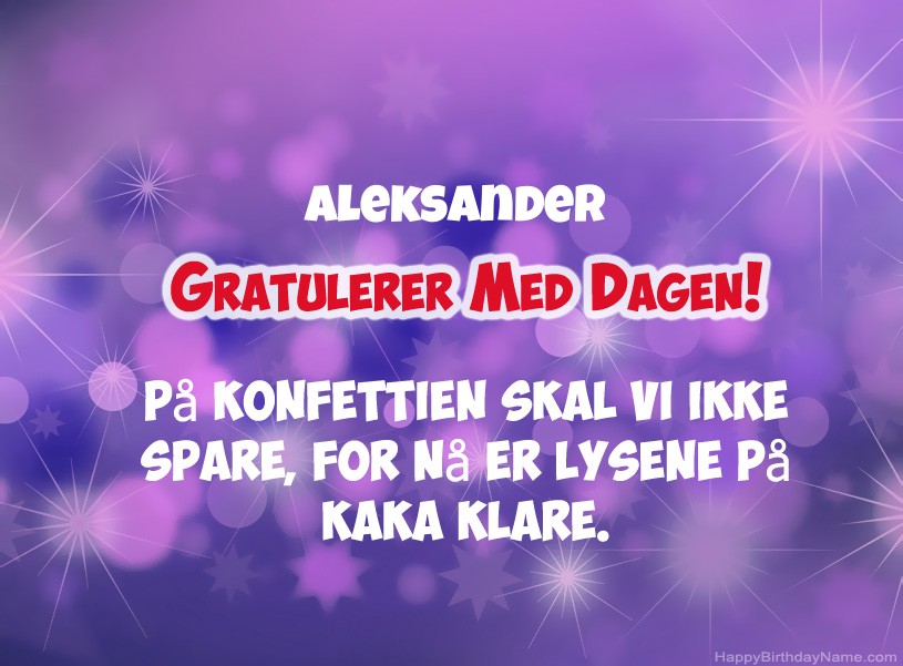 Ønsker Aleksander for gratulerer med dagen