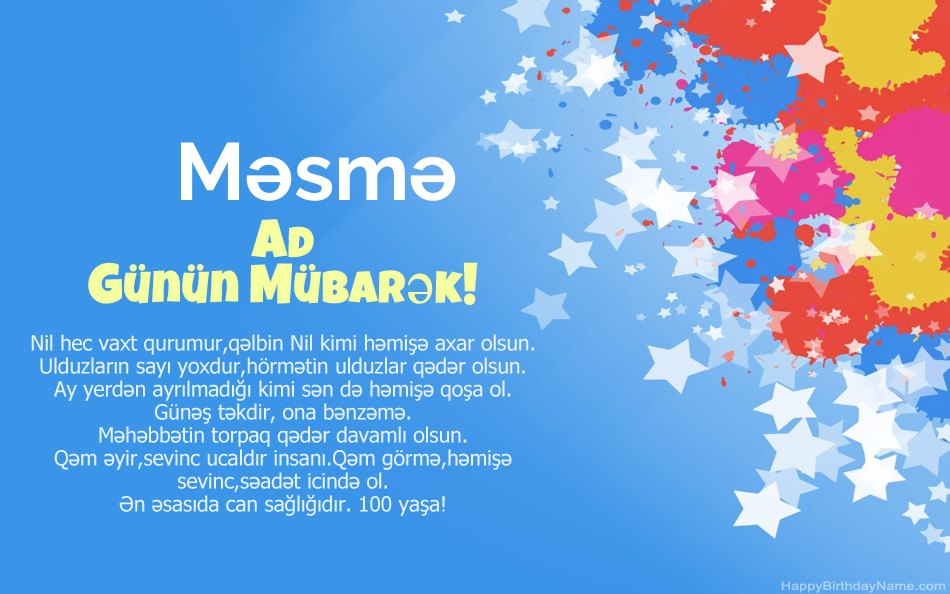 Məsmə ad günü münasibətilə təbrik edirik Məsmə ad günü münasibətilə təbrik edirik