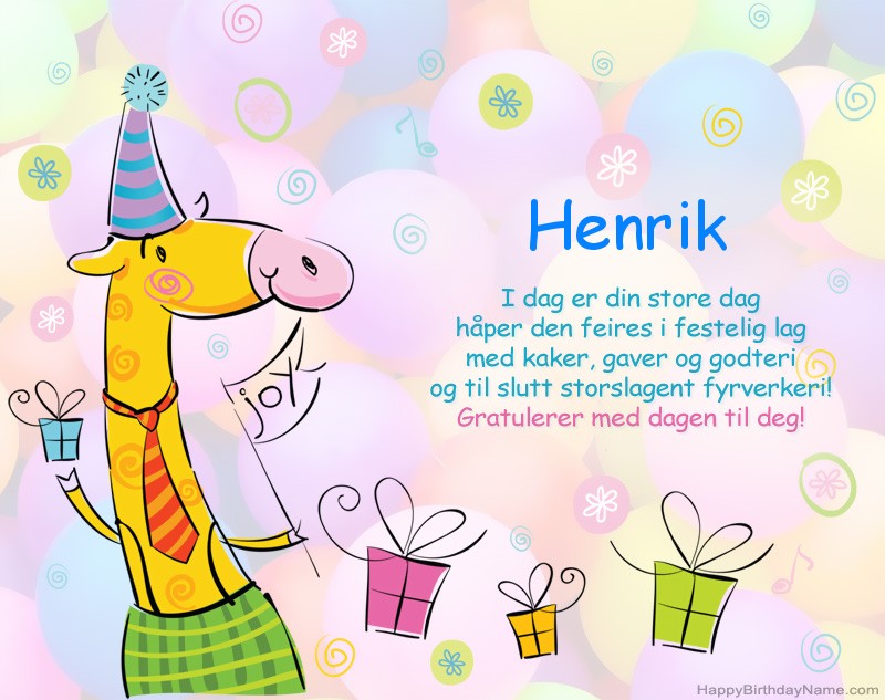 Barnets gratulerer med Gratulerer med Henrik
