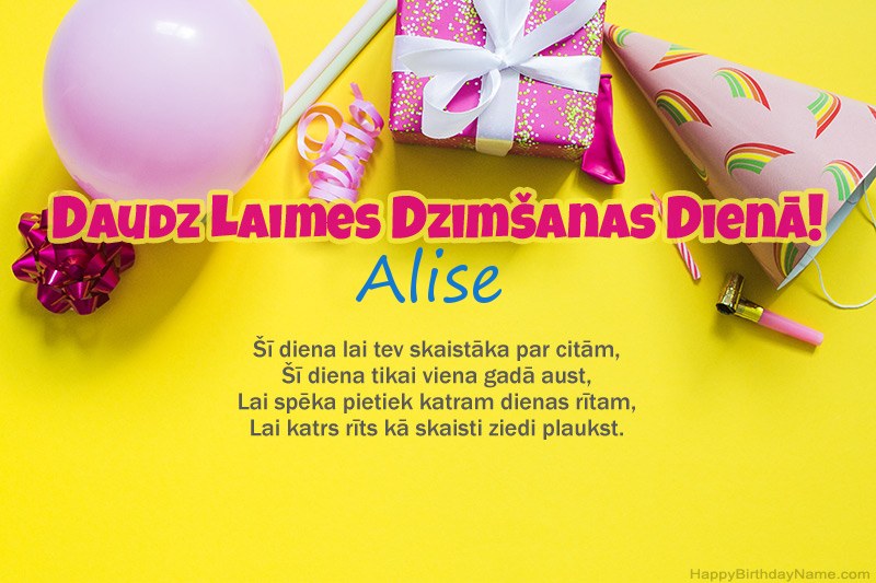 Daudz laimes dzimšanas dienā Alise prozā