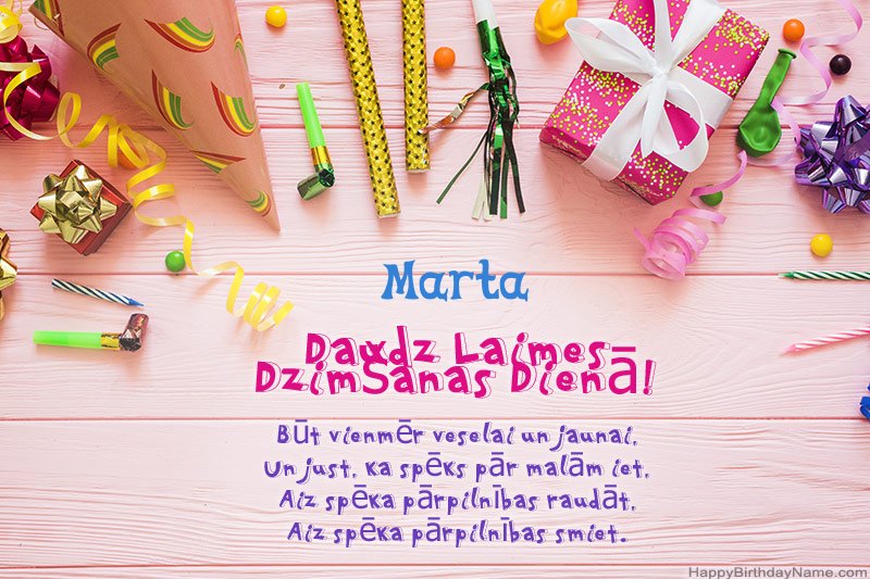 Lejupielādējiet Marta Happy Birthday kartīti bez maksas
