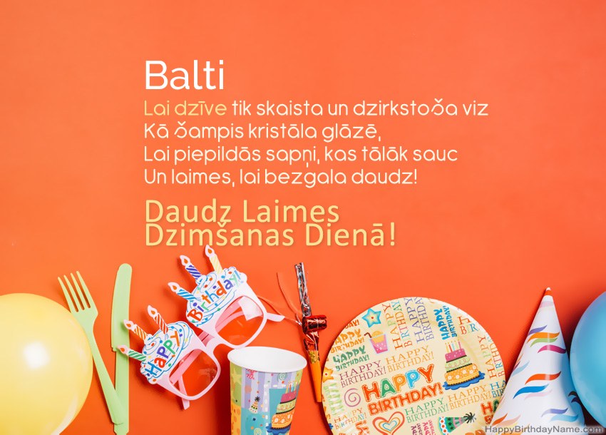 Daudz laimes dzimšanas dienā kartes Balti