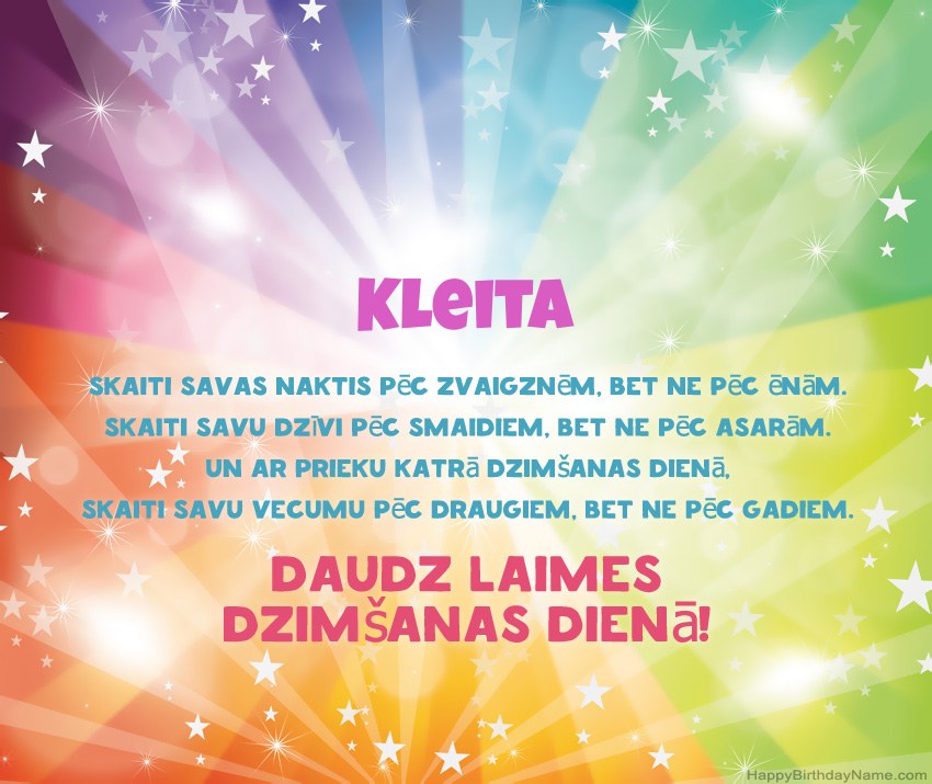 Skaistas daudz laimes dzimšanas dienas kartītes uzņēmumam Kleita