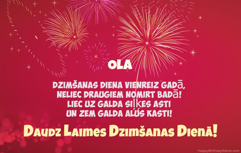 Daudz laimes dzimšanas dienā Ola, skaisti dzejoļi