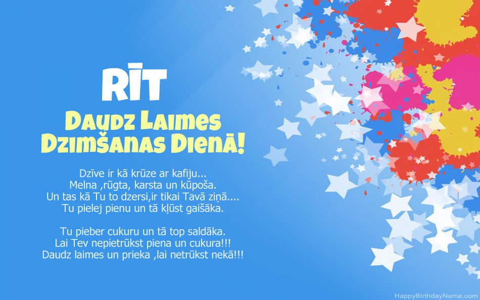 Apsveicam ar Rīt dzimšanas dienu