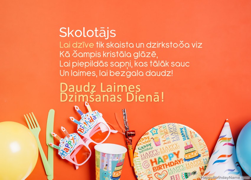 Daudz laimes dzimšanas dienā kartes Skolotājs