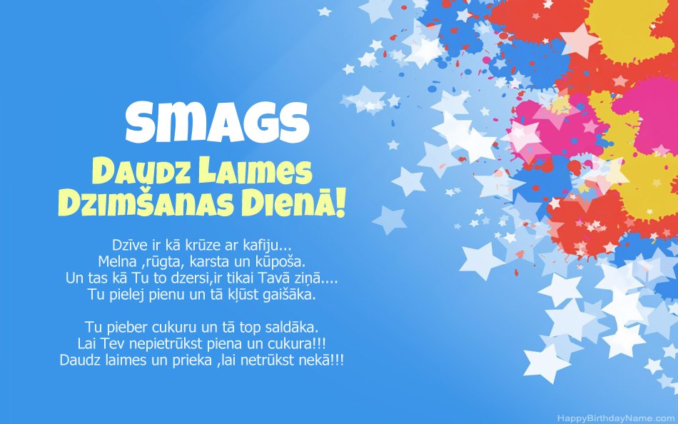 Apsveicam ar Smags dzimšanas dienu