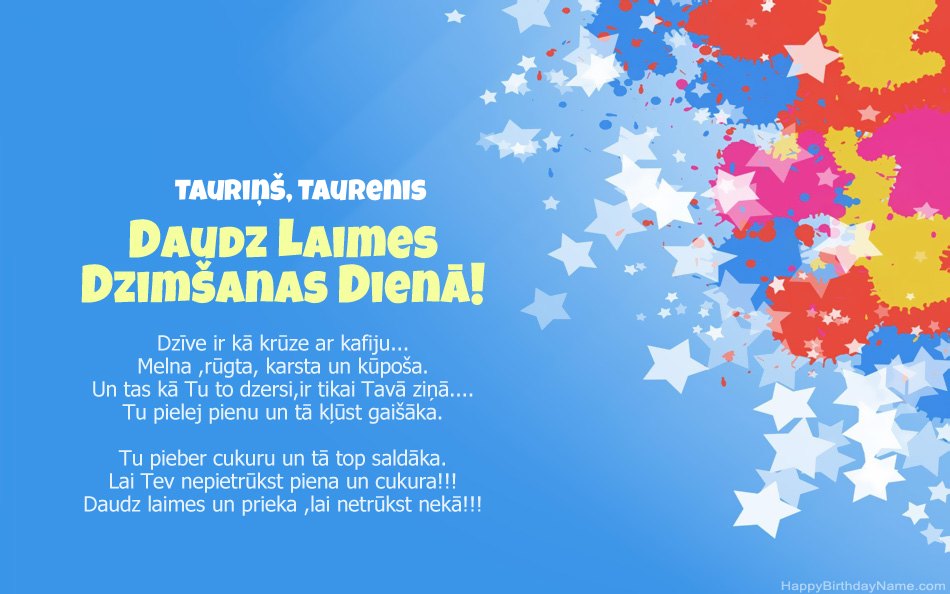 Apsveicam ar Tauriņš, Taurenis dzimšanas dienu