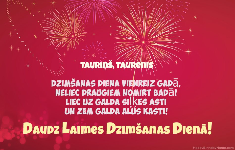 Daudz laimes dzimšanas dienā Tauriņš, Taurenis, skaisti dzejoļi