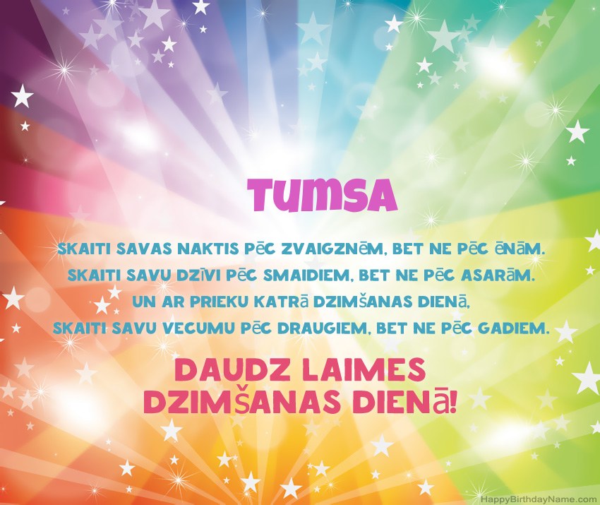 Skaistas daudz laimes dzimšanas dienas kartītes uzņēmumam Tumsa