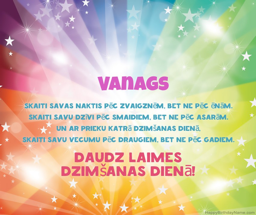 Skaistas daudz laimes dzimšanas dienas kartītes uzņēmumam Vanags