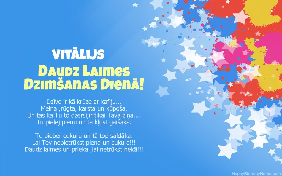 Apsveicam ar Vitālijs dzimšanas dienu