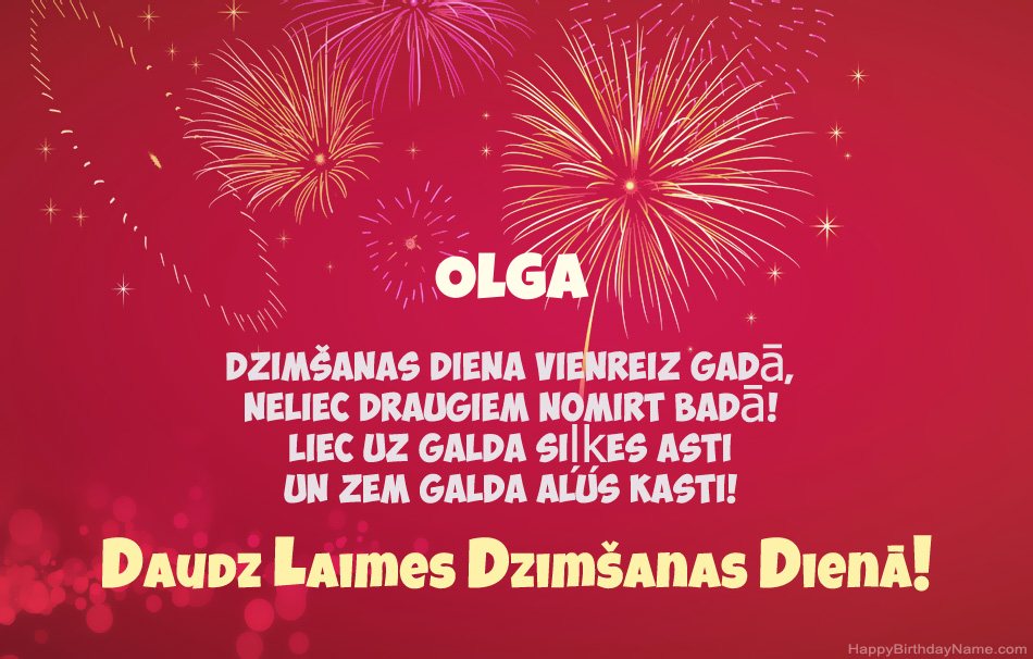 Daudz laimes dzimšanas dienā Olga, skaisti dzejoļi Daudz laimes dzimšanas dienā Olga, skaisti dzejoļi