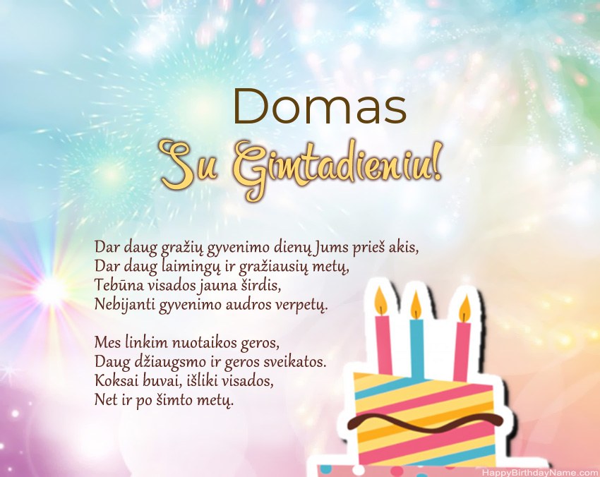 Su gimtadieniu Domas eilutėje
