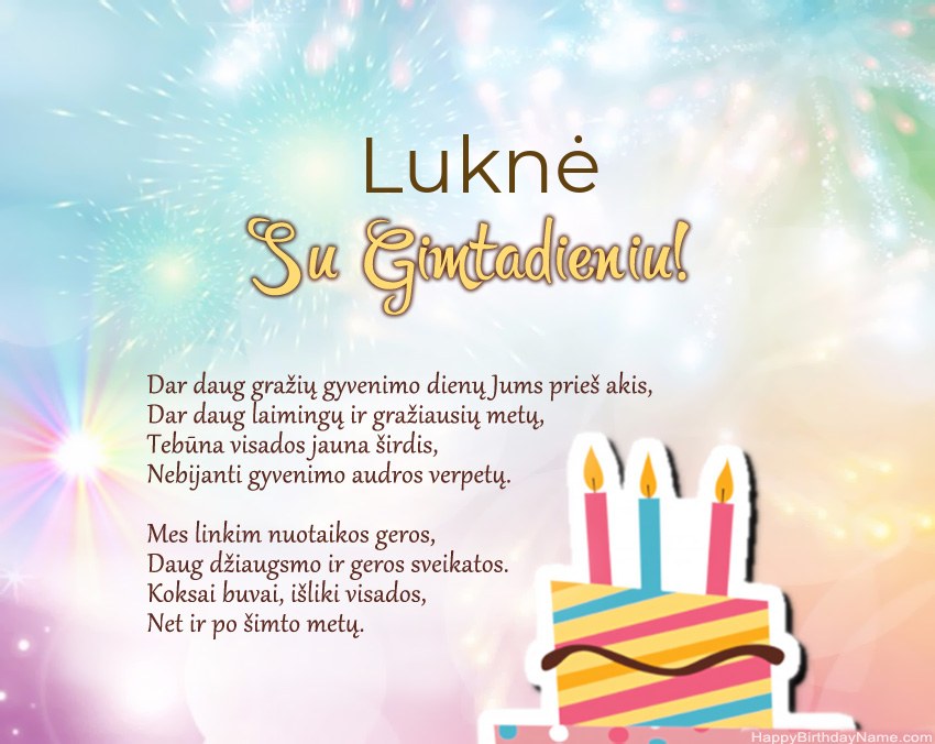 Su gimtadieniu Luknė eilutėje Su gimtadieniu Luknė eilutėje