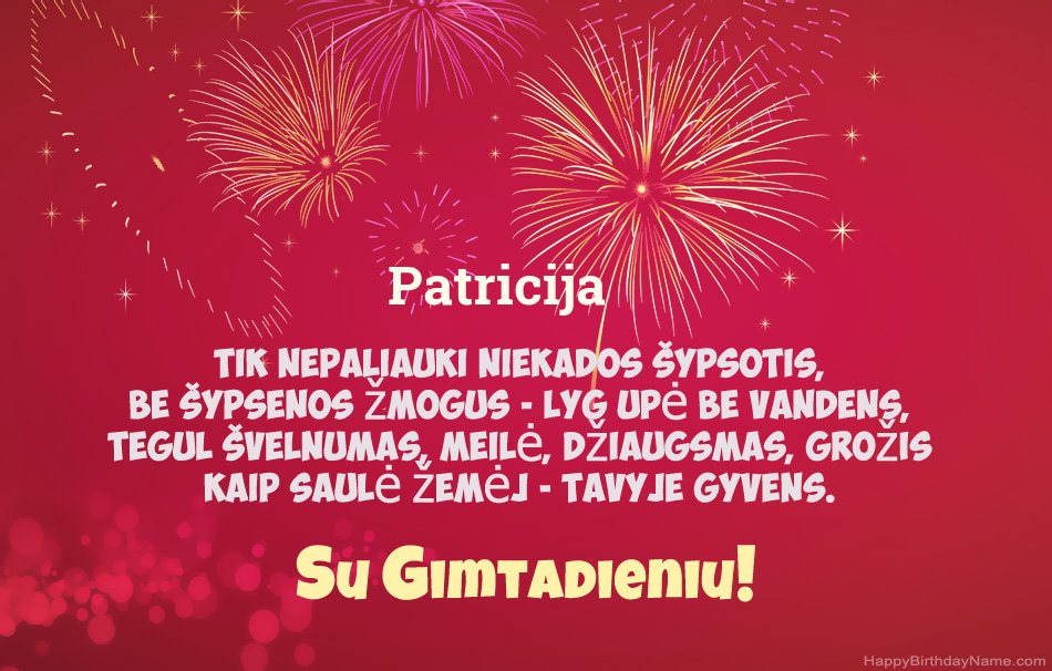 Su gimtadieniu Patricija, gražūs eilėraščiai
