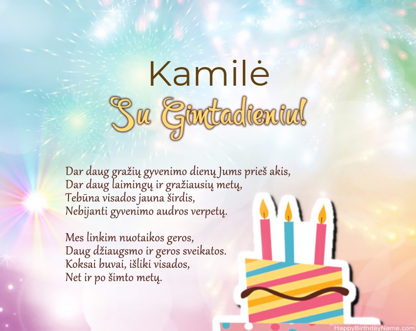 Su gimtadieniu Kamilė eilutėje