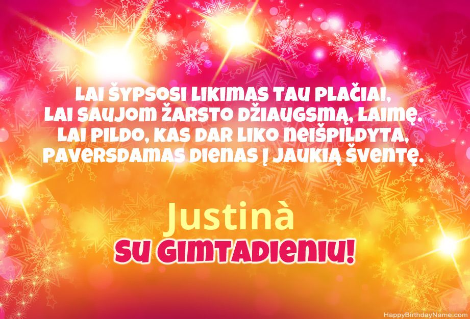 Šaunūs sveikinimai su Justinà gimtadieniu