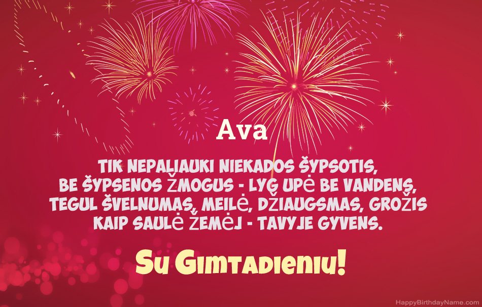 Su gimtadieniu Ava, gražūs eilėraščiai