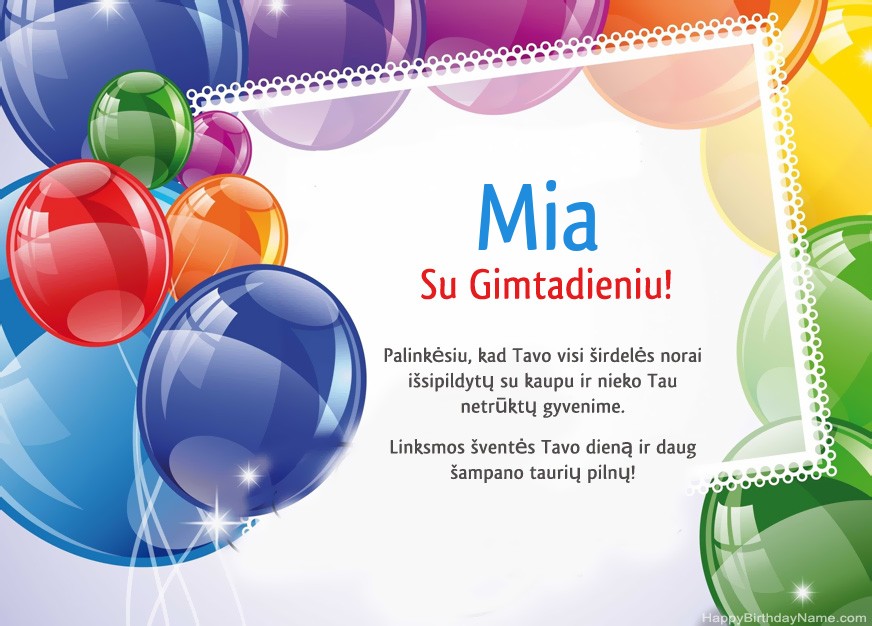 Su gimtadieniu, Mia! Su gimtadieniu, Mia!