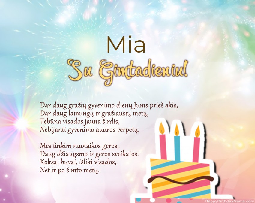 Su gimtadieniu Mia eilutėje Su gimtadieniu Mia eilutėje