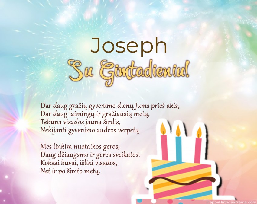 Su gimtadieniu Joseph eilutėje Su gimtadieniu Joseph eilutėje